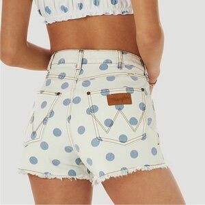 Wrangler x Billabong Women's Polka Dot Denim Shorts - White and Blue